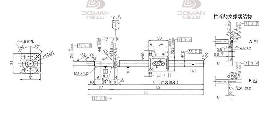 KURODA GP1002DS-EAFR-0210B-C3S 黑田丝杆替换尺寸